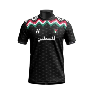 Maillot de foot palestine noir style keffiyeh