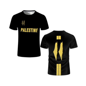Maillot de foot palestine noir à bandes jaunes