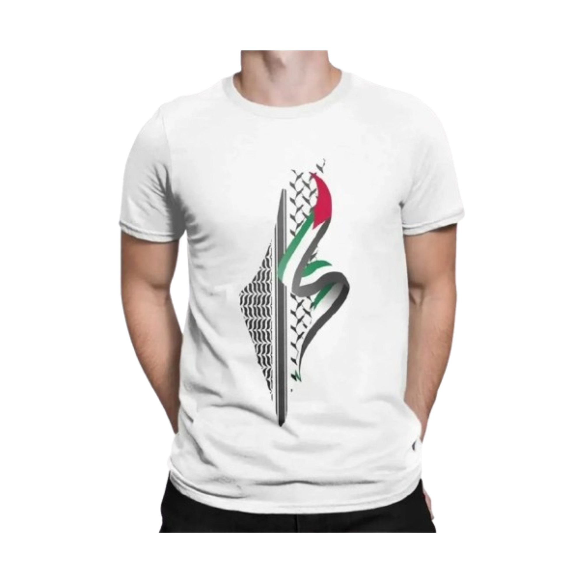 T-shirt blanc carte de la palestine colorée T-shirt blanc carte de la palestine colorée
