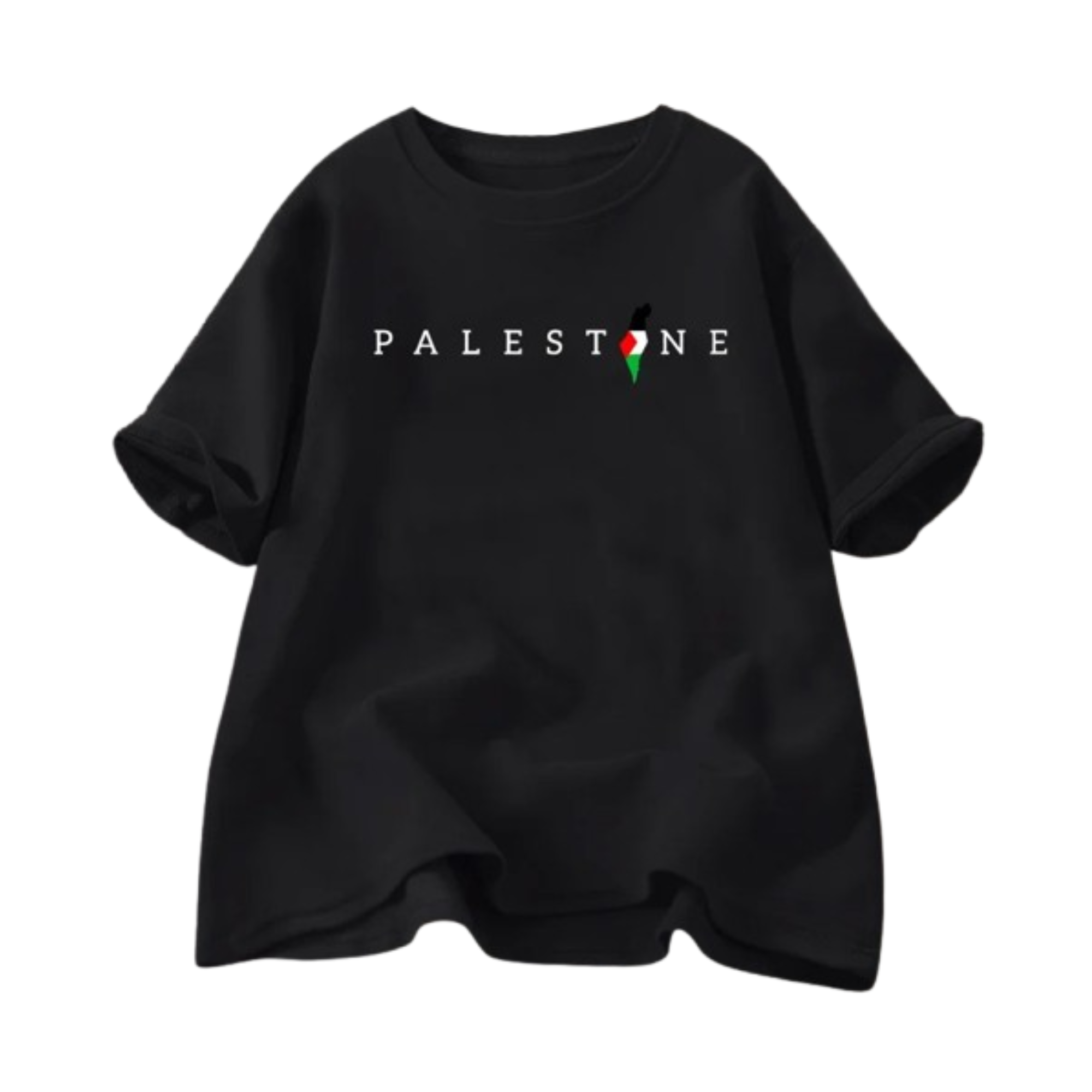 T-shirt inscription palestine noir avec drapeau T-shirt inscription palestine noir avec drapeau