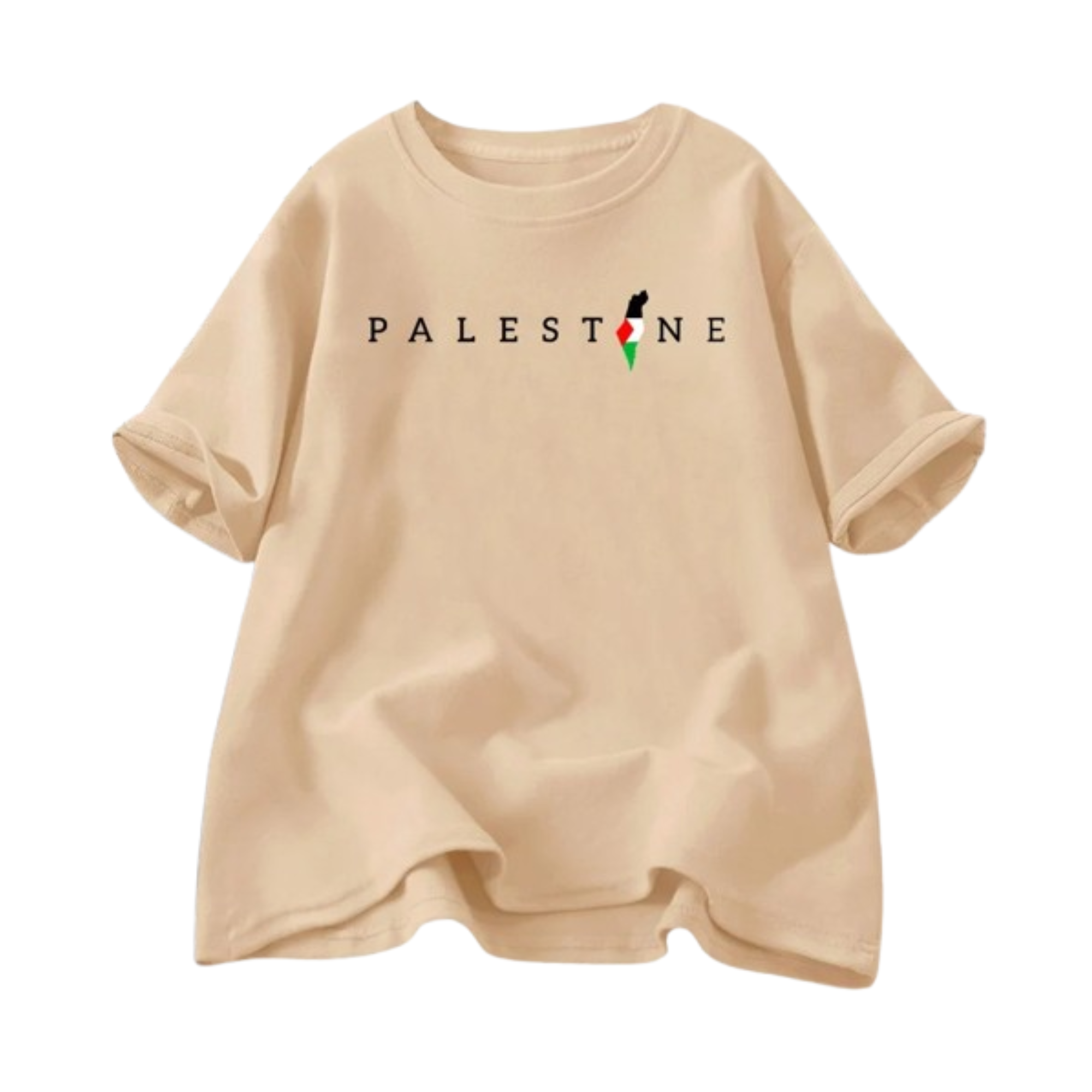 T-shirt inscription palestine beige avec drapeau T-shirt inscription palestine beige avec drapeau