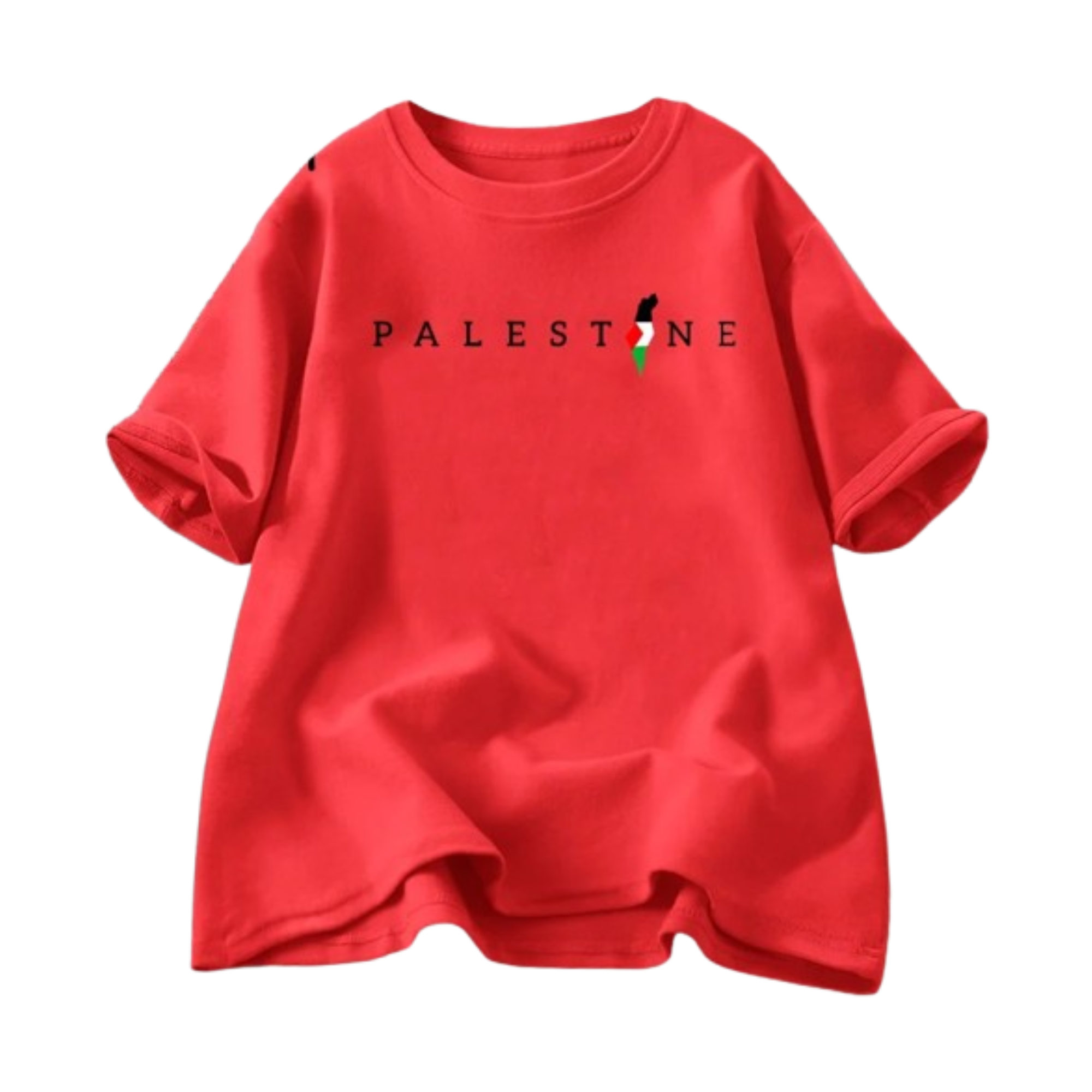 T-shirt inscription palestine rouge avec drapeau T-shirt inscription palestine rouge avec drapeau